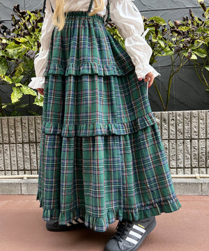 チェックティアードロングスカート