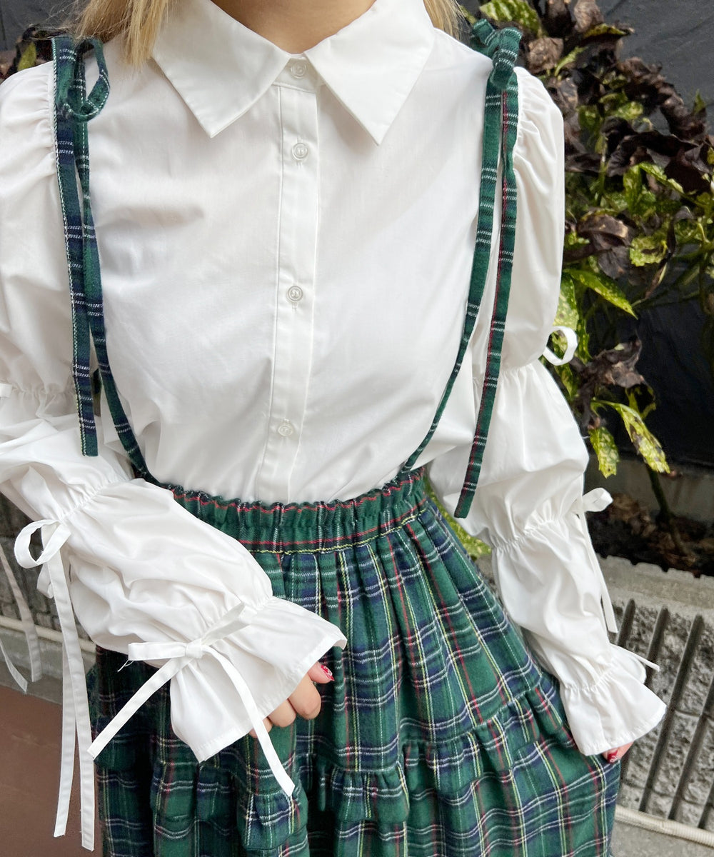 チェックティアードロングスカート