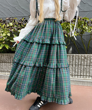 チェックティアードロングスカート