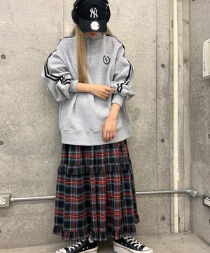 チェックティアードロングスカート