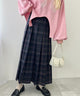 先染めチェックロングスカート