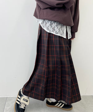 先染めチェックロングスカート