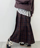 先染めチェックロングスカート