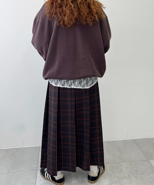先染めチェックロングスカート