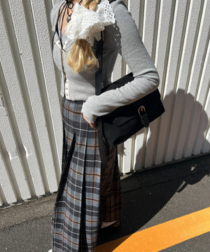 先染めチェックロングスカート