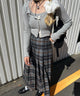 先染めチェックロングスカート
