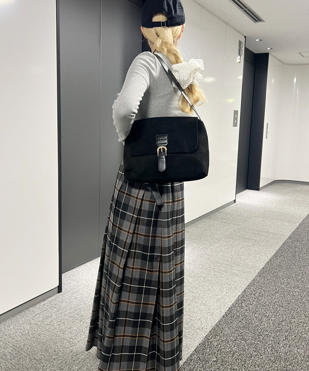 先染めチェックロングスカート