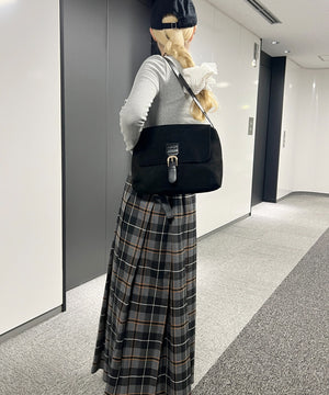 先染めチェックロングスカート