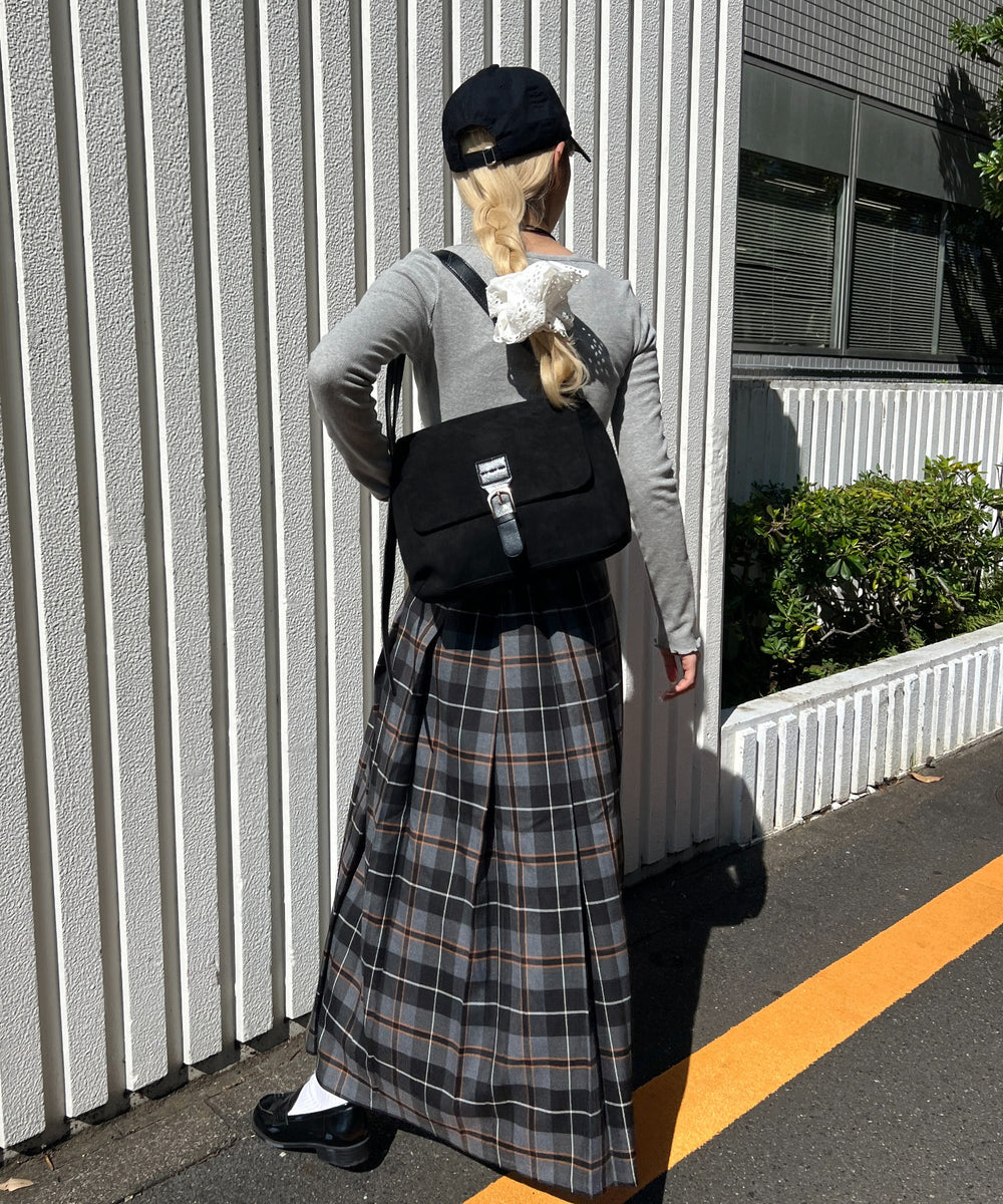 先染めチェックロングスカート