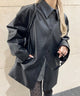 PUビッグジャケット/ブラック モデル：160㎝ F着用