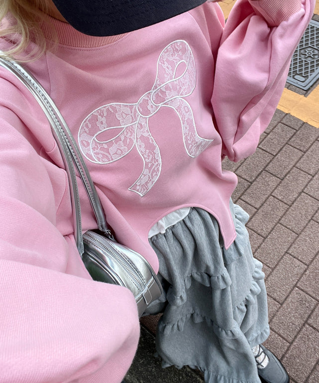 リボンレースワッペンスウェット
