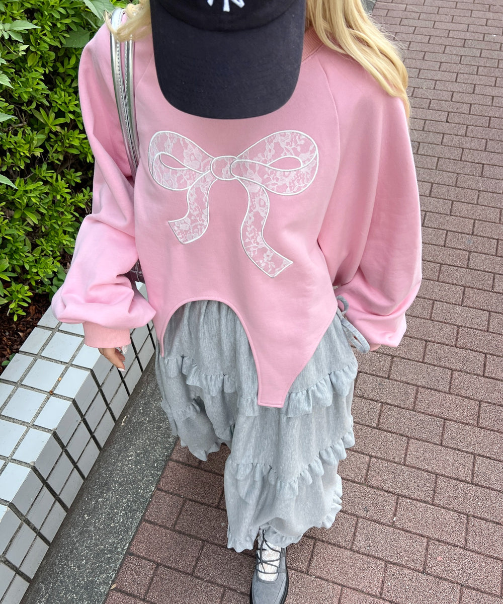 リボンレースワッペンスウェット