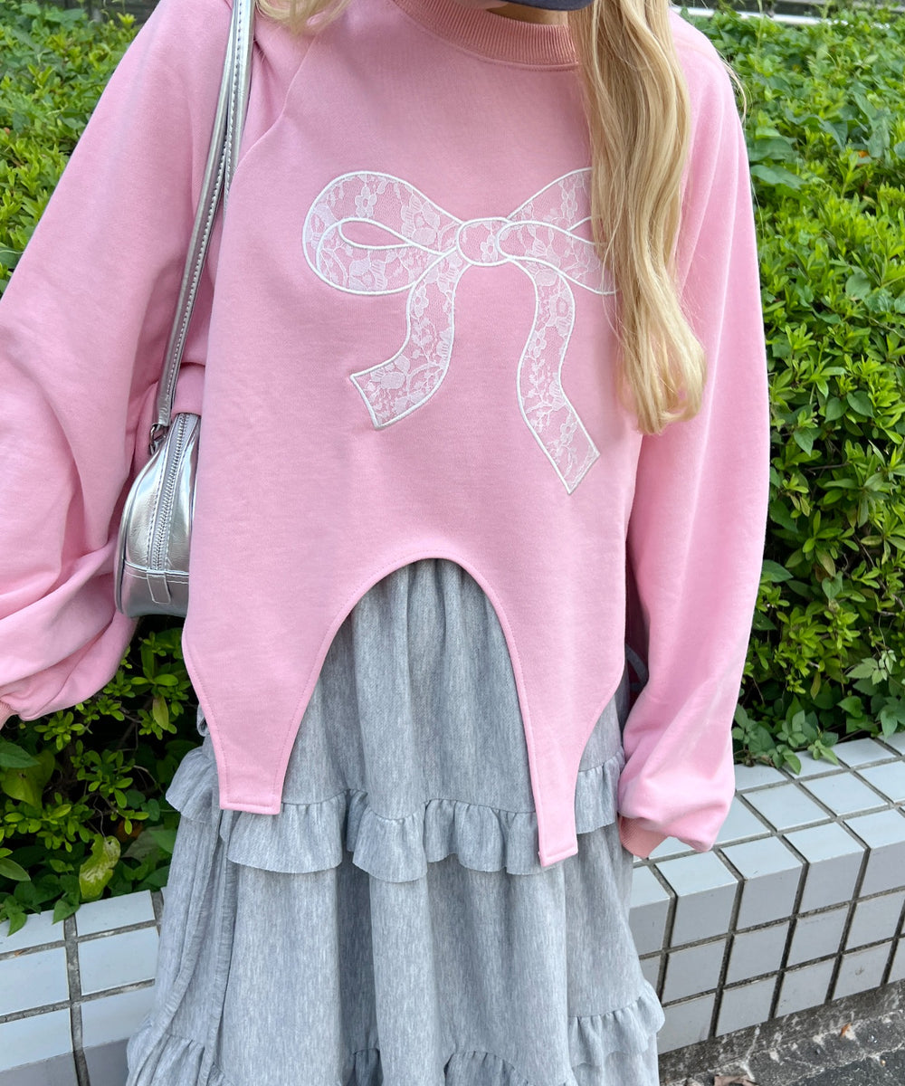 リボンレースワッペンスウェット