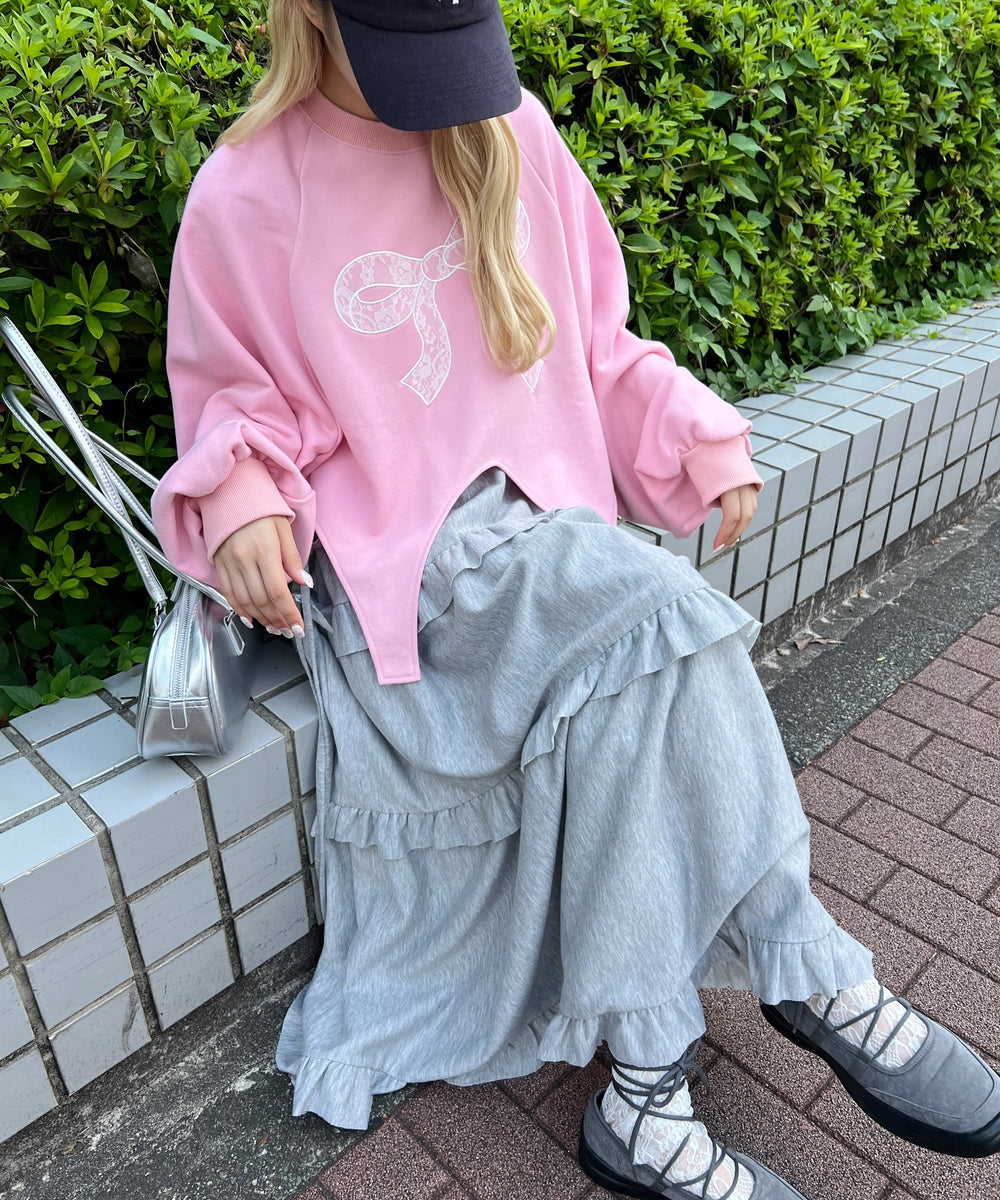 リボンレースワッペンスウェット