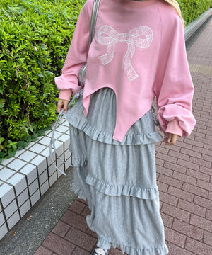 リボンレースワッペンスウェット