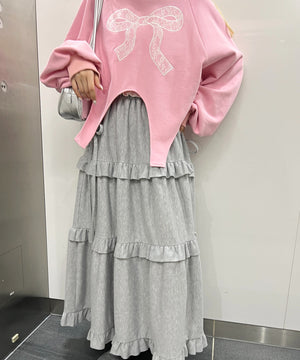 リボンレースワッペンスウェット