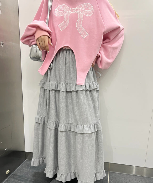 リボンレースワッペンスウェット