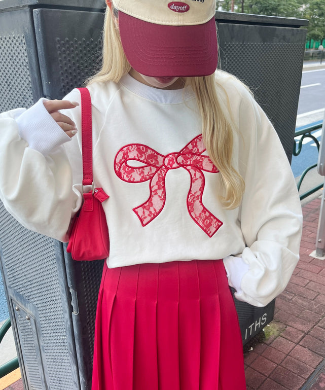 リボンレースワッペンスウェット