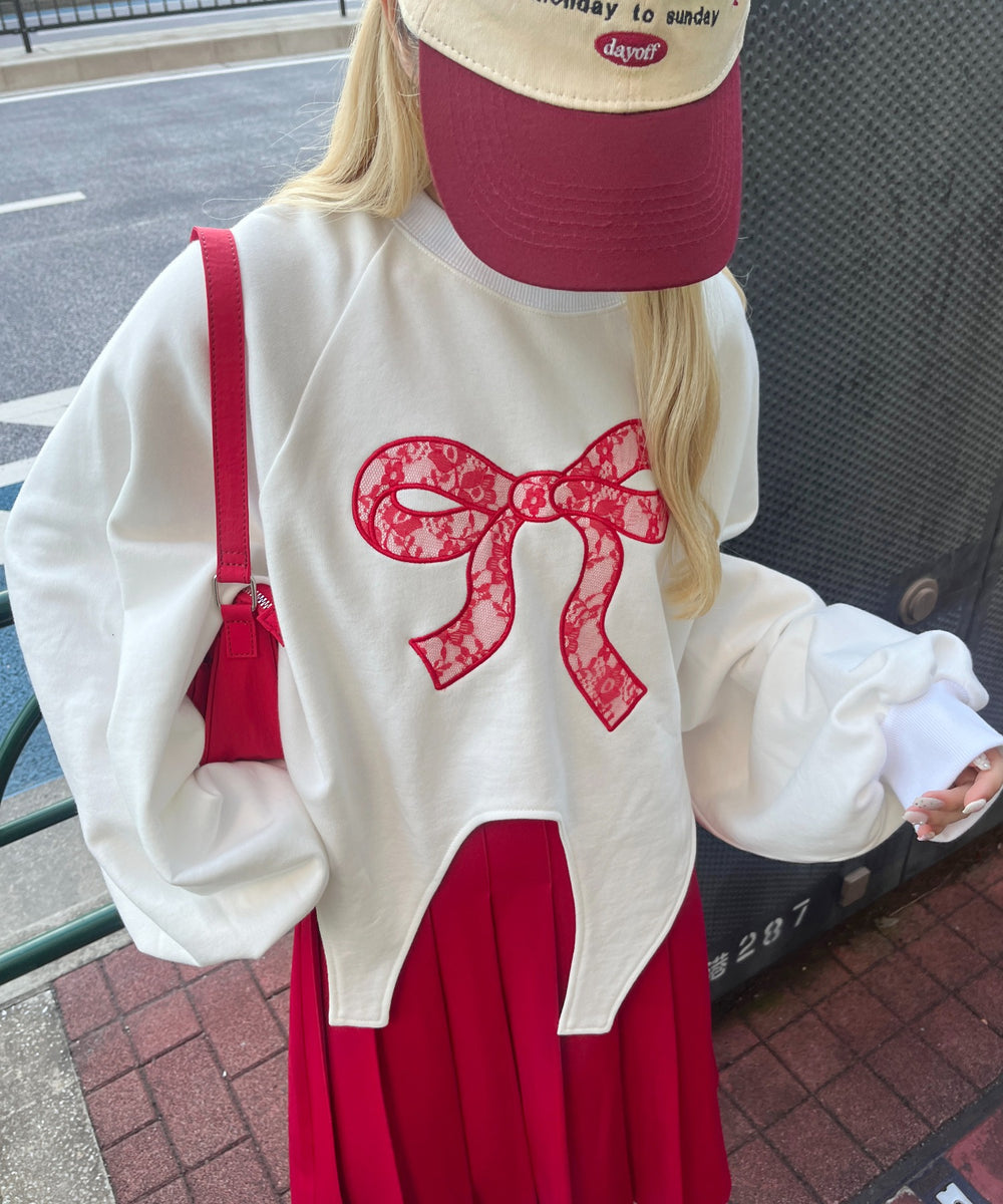 リボンレースワッペンスウェット