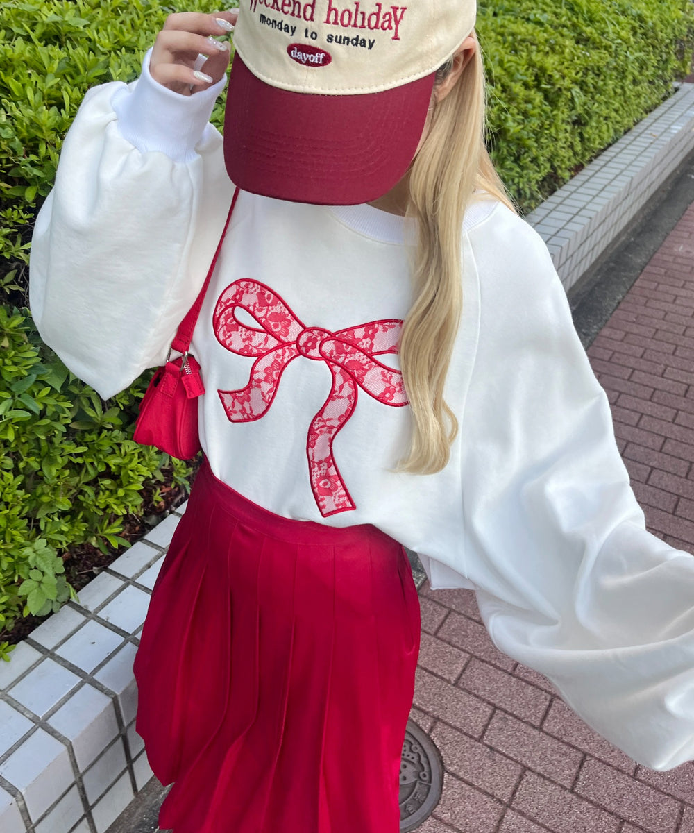 リボンレースワッペンスウェット