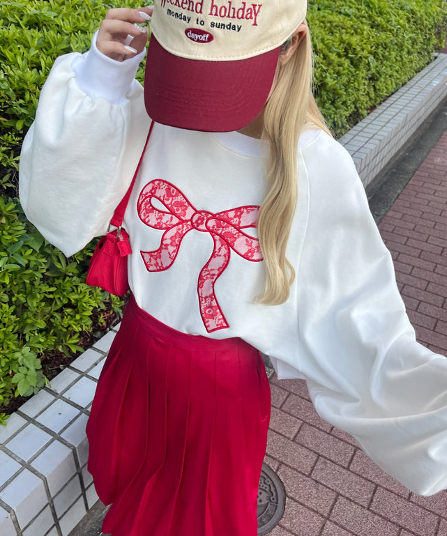 リボンレースワッペンスウェット