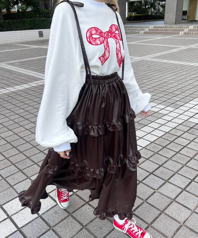 リボンレースワッペンスウェット