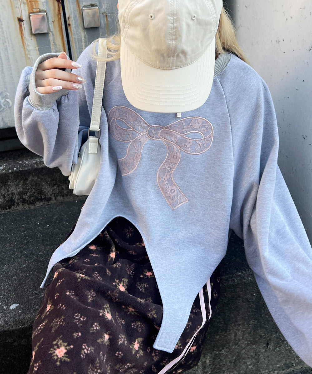 リボンレースワッペンスウェット