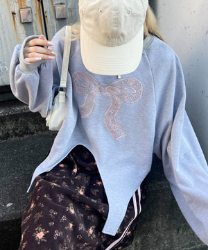 リボンレースワッペンスウェット