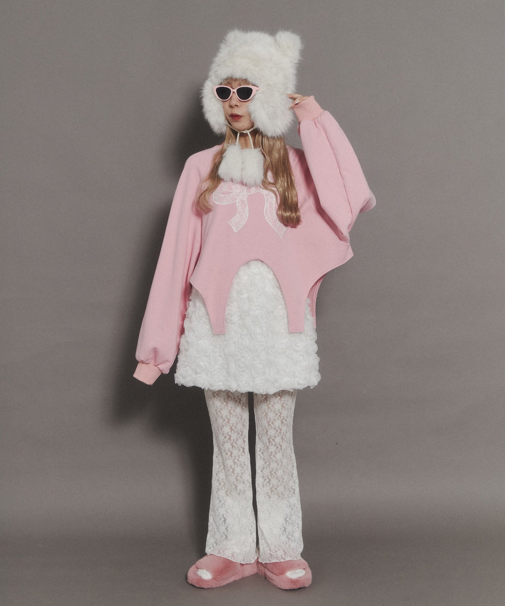 リボンレースワッペンスウェット