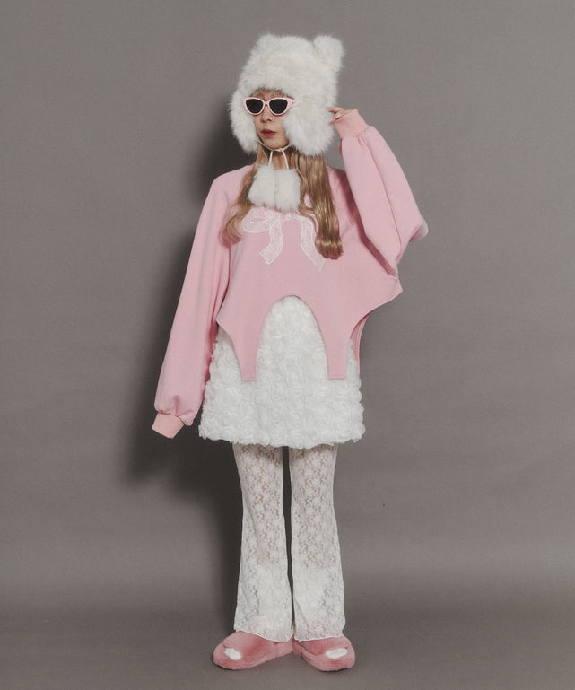 リボンレースワッペンスウェット