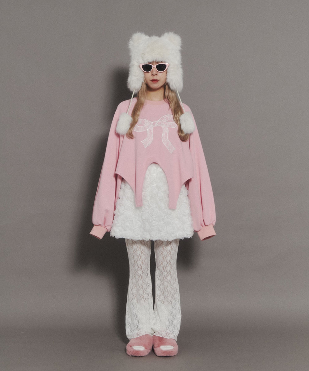 リボンレースワッペンスウェット