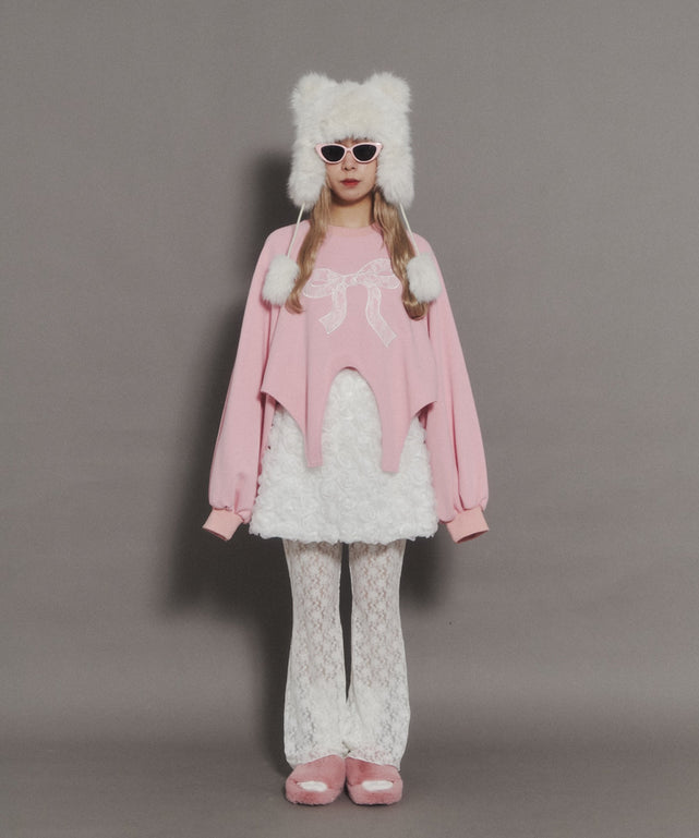 リボンレースワッペンスウェット