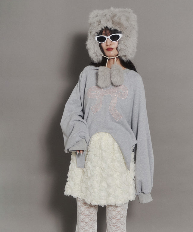 リボンレースワッペンスウェット