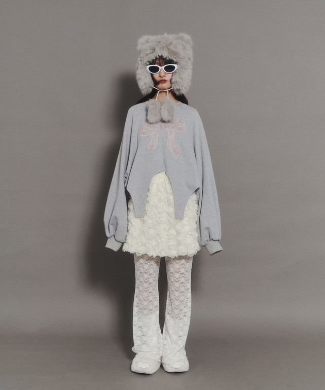 リボンレースワッペンスウェット