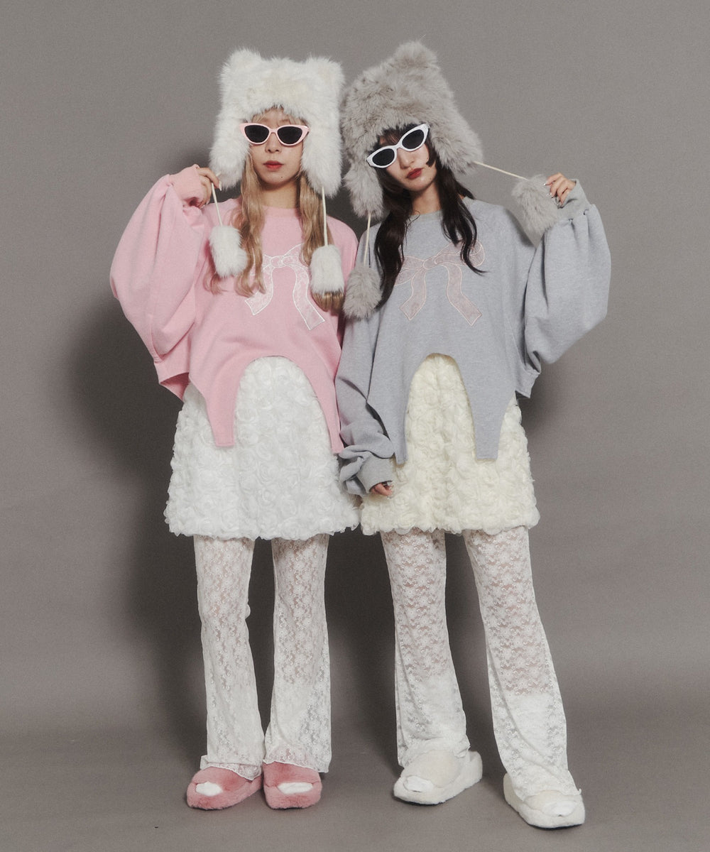 リボンレースワッペンスウェット