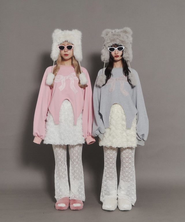 リボンレースワッペンスウェット