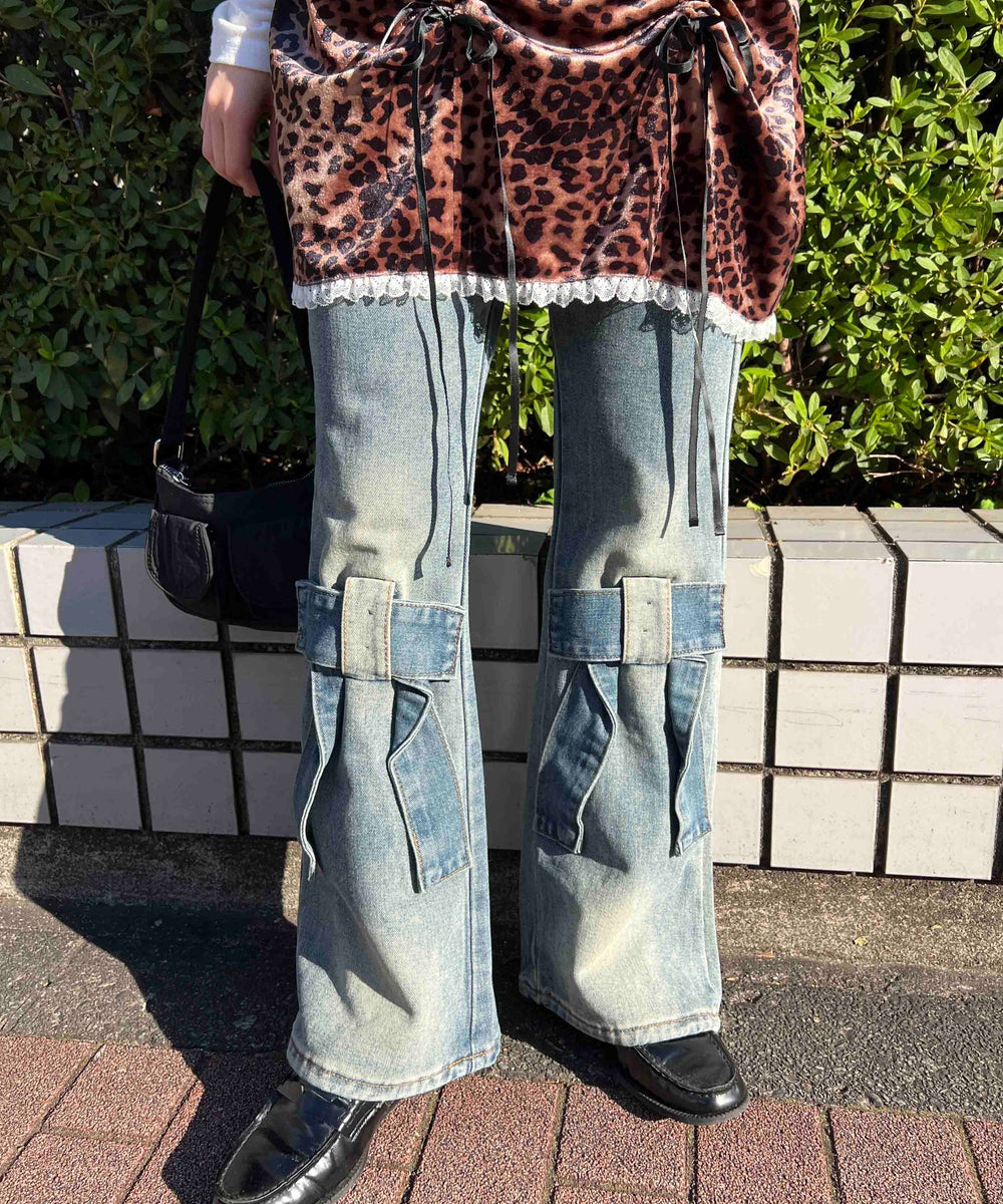 リボンモチーフデニムパンツ