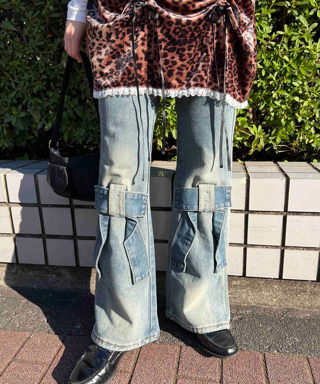 リボンモチーフデニムパンツ