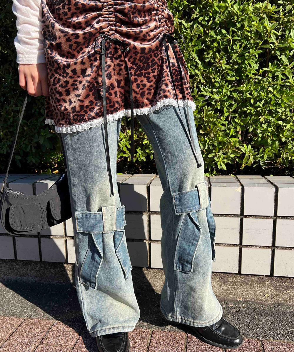 リボンモチーフデニムパンツ