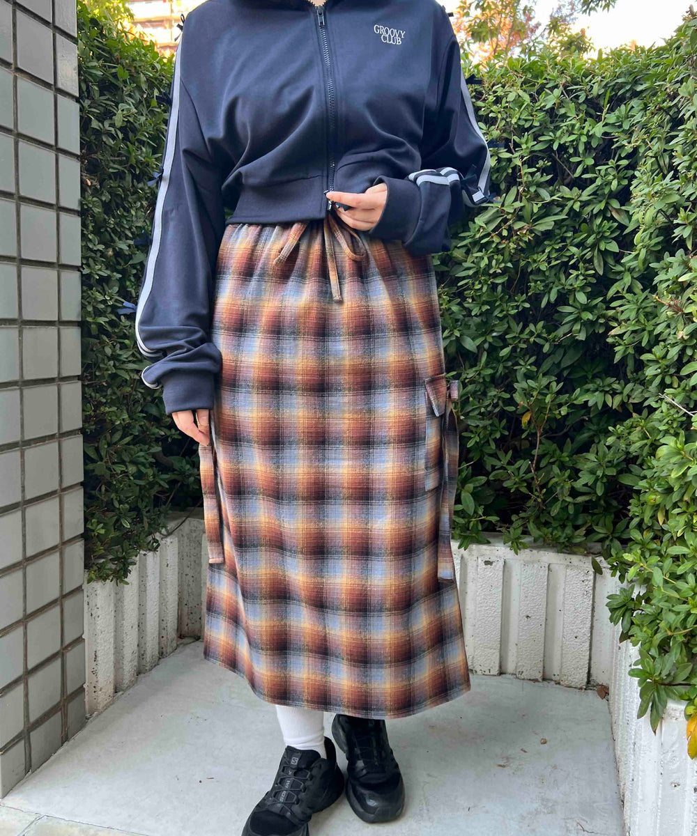 チェックカーゴロングスカート