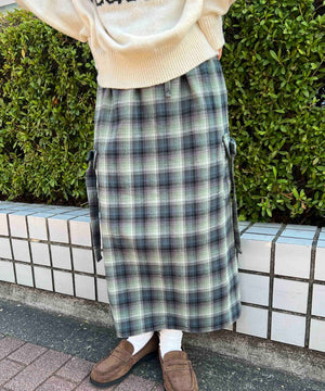チェックカーゴロングスカート