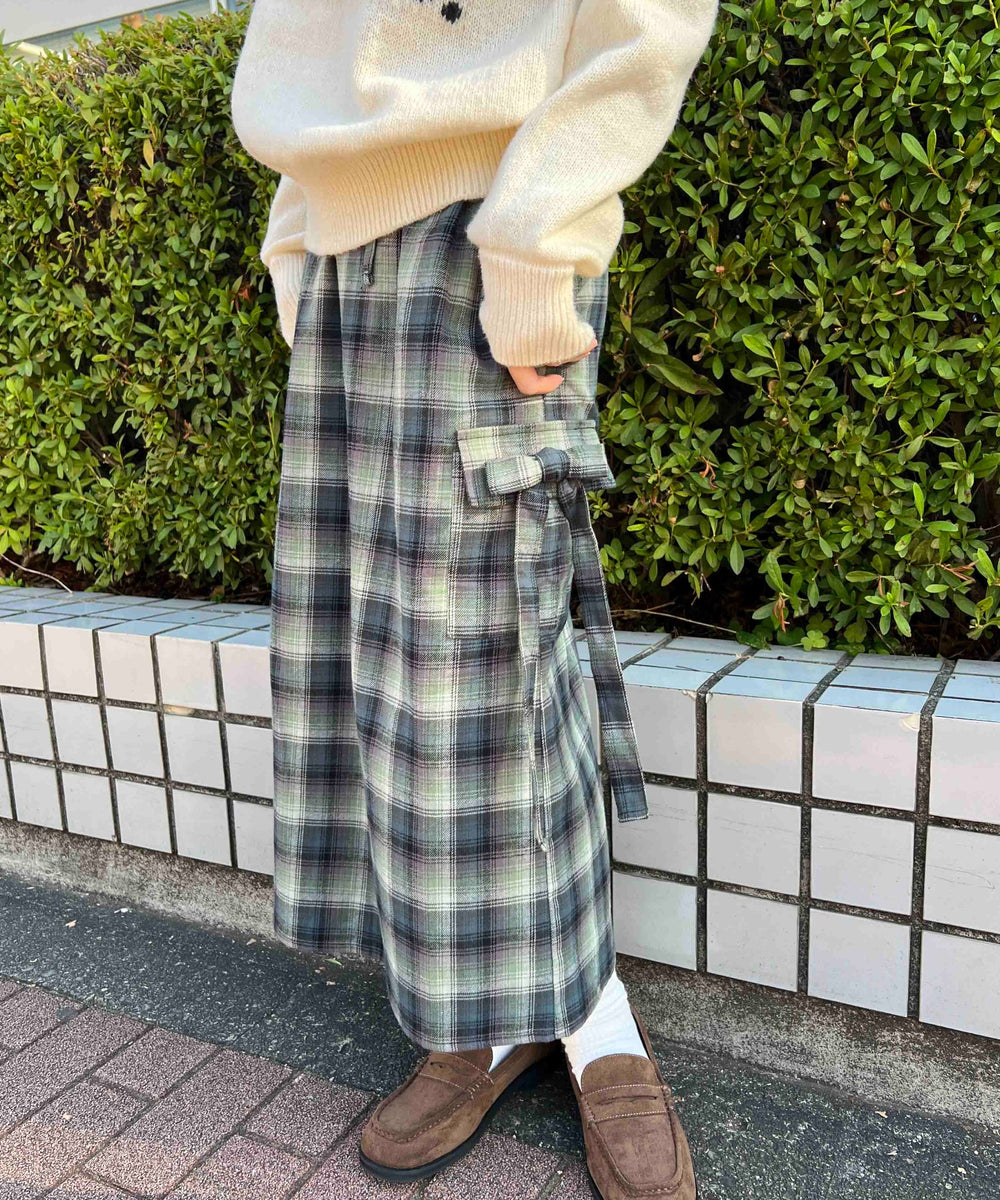 チェックカーゴロングスカート