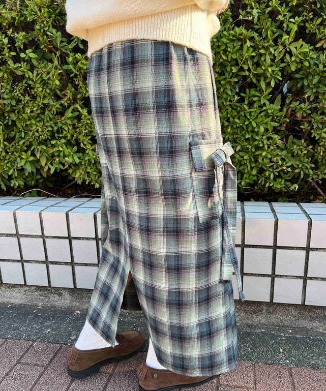 チェックカーゴロングスカート