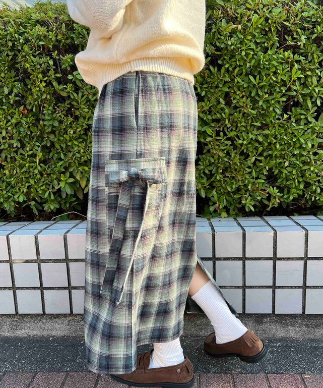 チェックカーゴロングスカート
