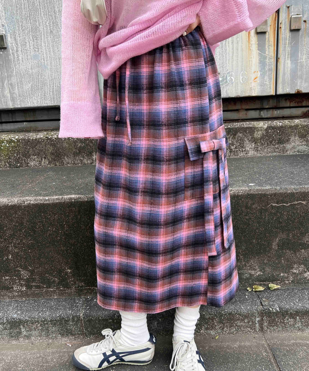 チェックカーゴロングスカート