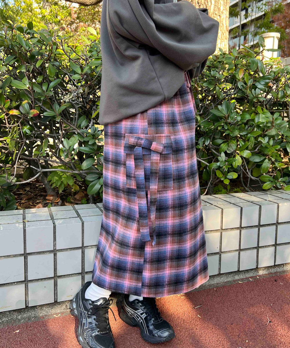 チェックカーゴロングスカート