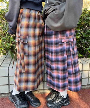 チェックカーゴロングスカート