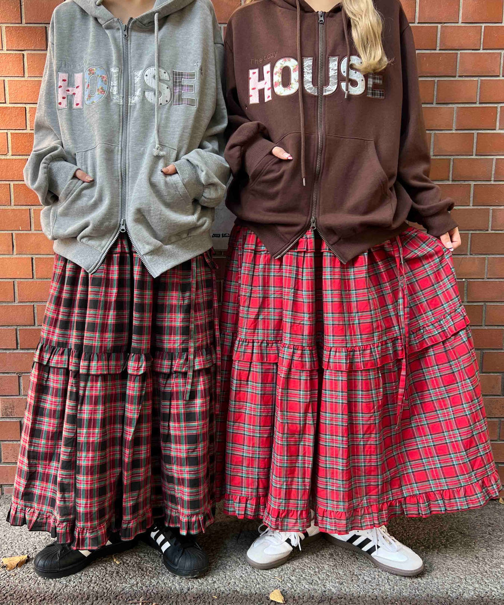 タータンチェックティアードスカート