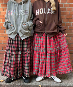 タータンチェックティアードスカート