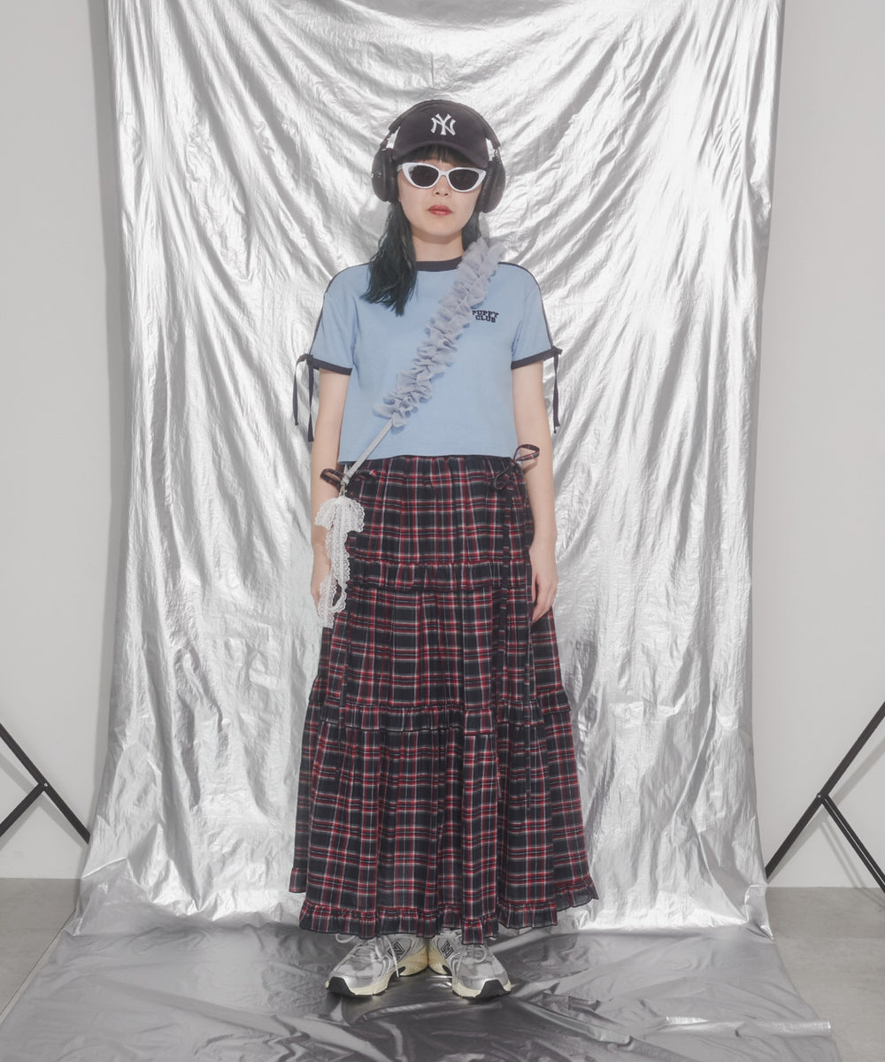 リボンポイント2ラインワッフルTシャツ